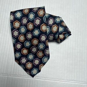 Christian Dior Monsieur All Silk Fabric Woven In Italy Geometric Pattern Necktie